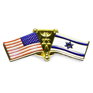 Label Pin with One New Man Symbol-USA flag and Israel Flag