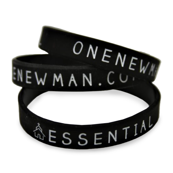 Black Rubber Bracelets with white text- OneNewMan.com, Essential